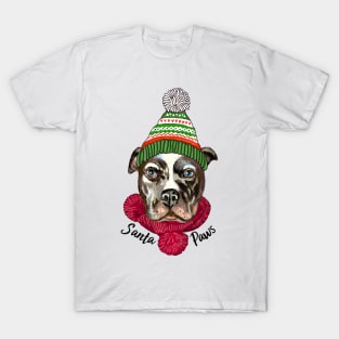 Santa Paws Pitbull Dog T-Shirt